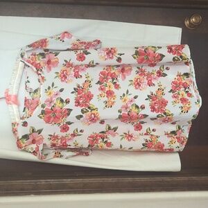 Cream/ red/yellow floral top